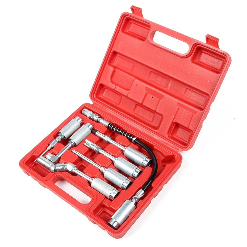 ?7 pcs Grease Gun Adapter Fitting Set Lubrication Hose Replacement Kit