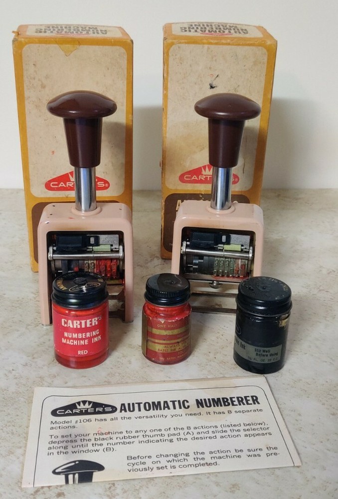 2x CARTER'S AUTOMATIC NUMBERING MACHINE  Model No106  W Box