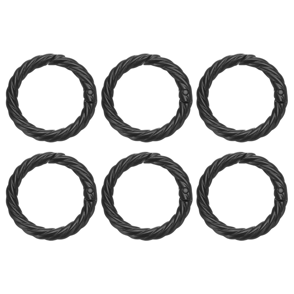 6Pcs Spring O Rings 1" Round Trigger Snap Hook Circle Black Key Ring Clip