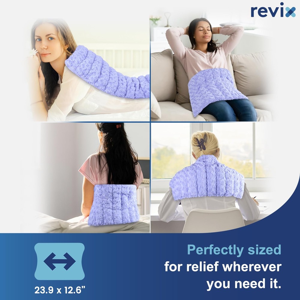 REVIX Extra Large Heating Pad Microwavable for Back with Moist Large, Purple