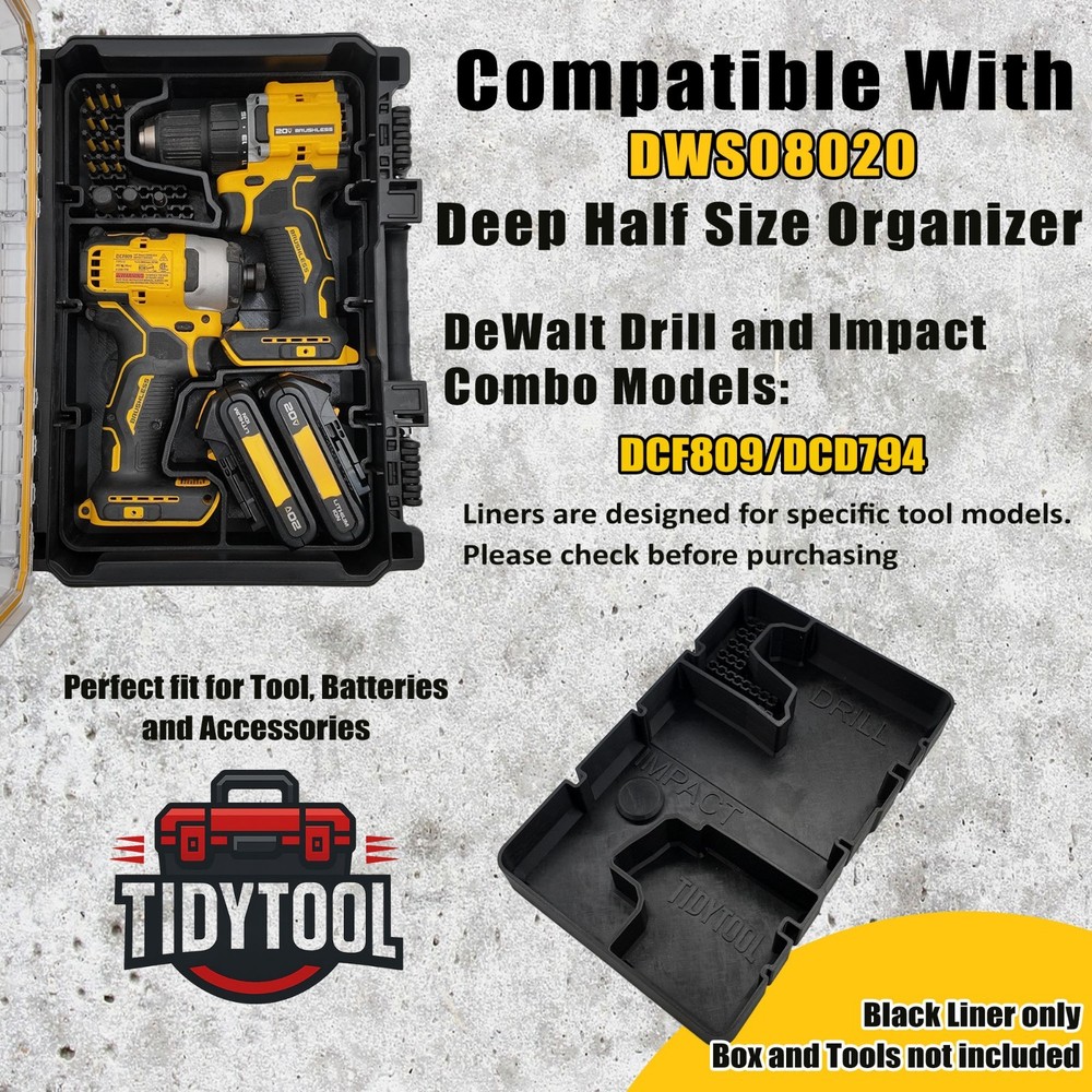 DeWalt DWST08020 Insert for DCF809 DCD794 Drill Impact Organizer Tray Holder
