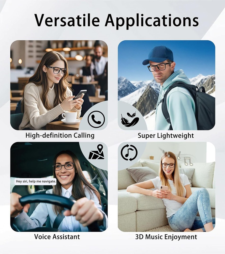 Smart Bluetooth Glasses AI Translation Real-Time AI Interpreter Touch Control