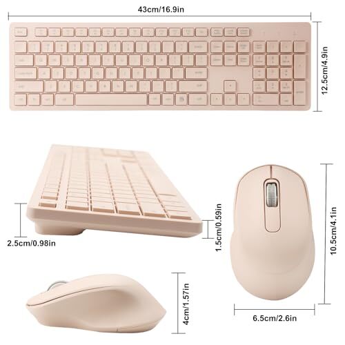 Wireless Keyboard and Mouse Combo Quiet and Soft 2.4G Full-Size Computer Keyb...
