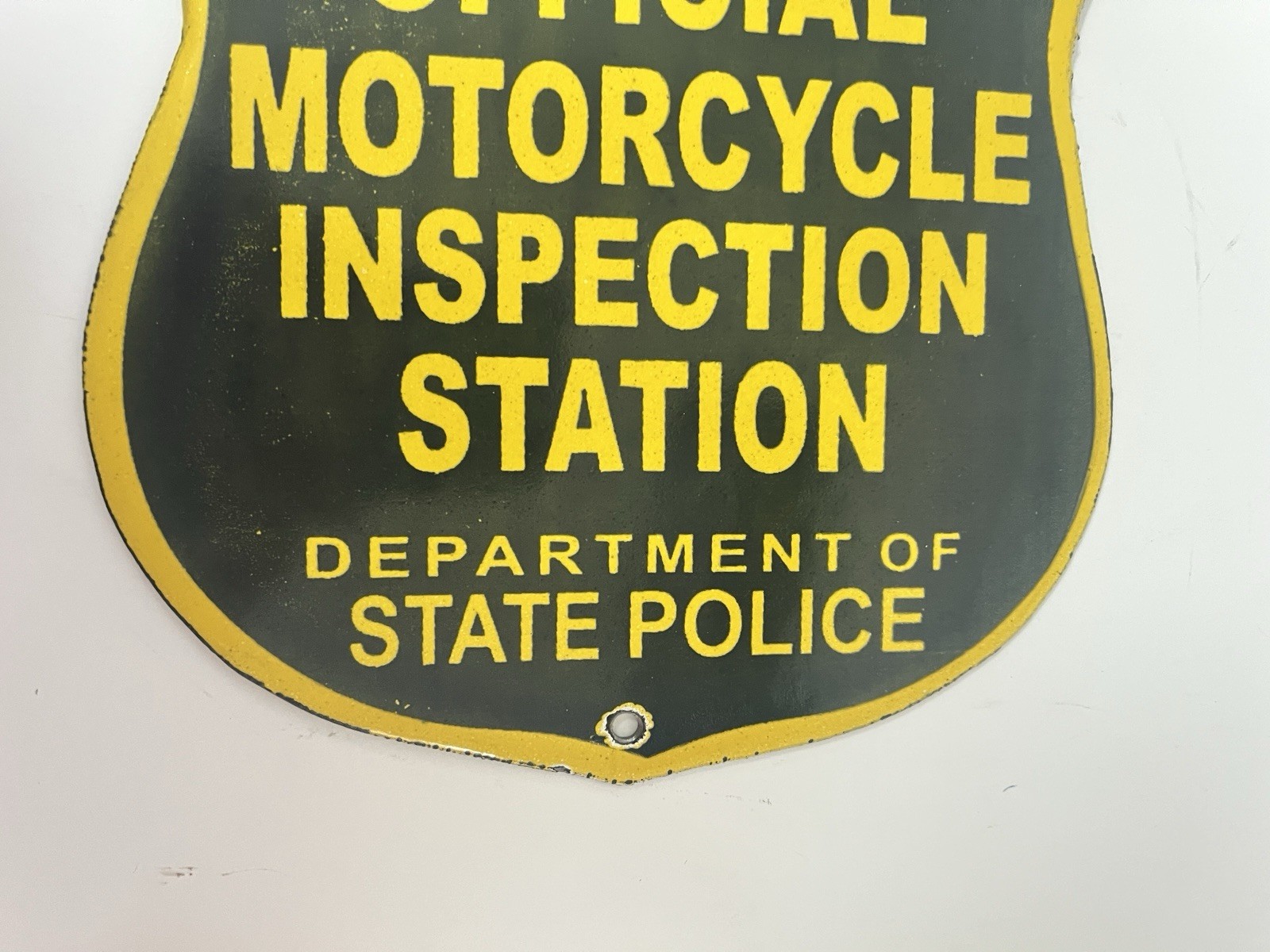 Vintage Official Motorcycle Inspection Station Porcelain Sign ~ Harley Davidson
