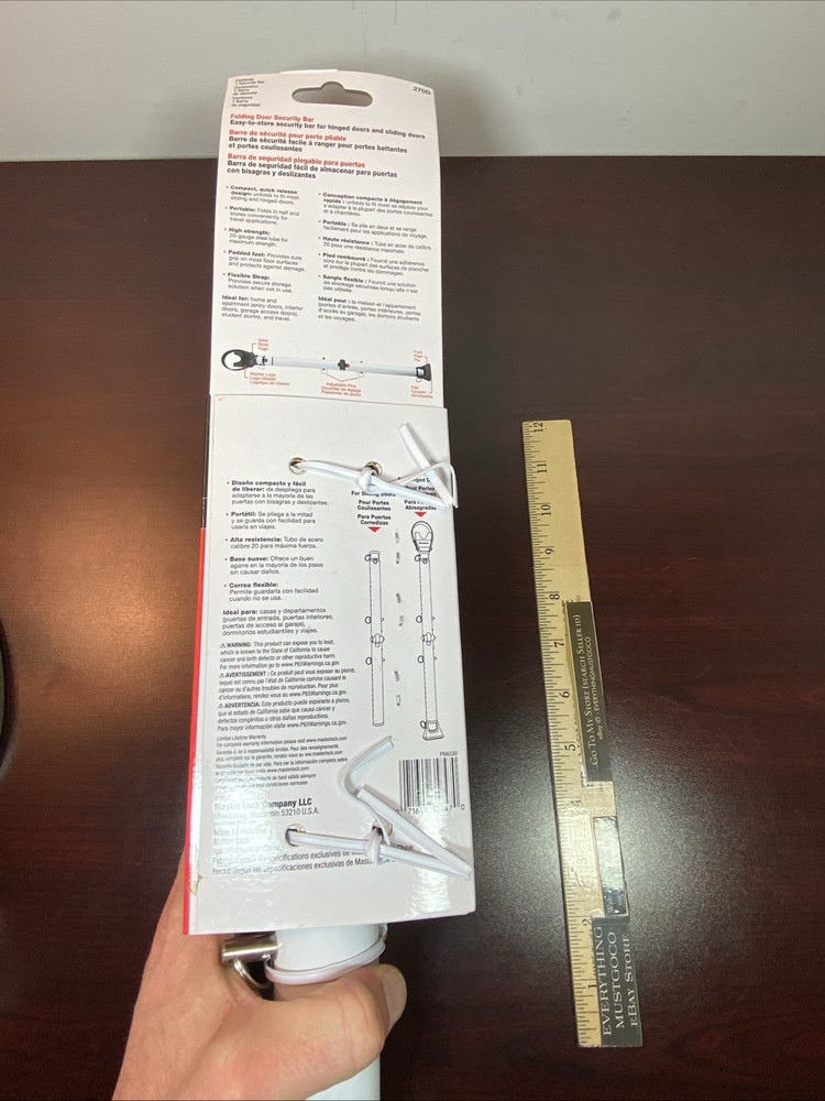 BRAND NEW Master Lock 265D Adjustable Dual Function Folding Door Security Bar