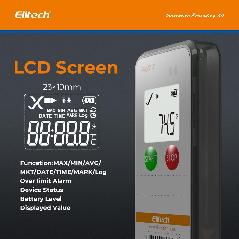 Elitech RC-5+ Digital PDF USB Temperature Data Logger + Digital...