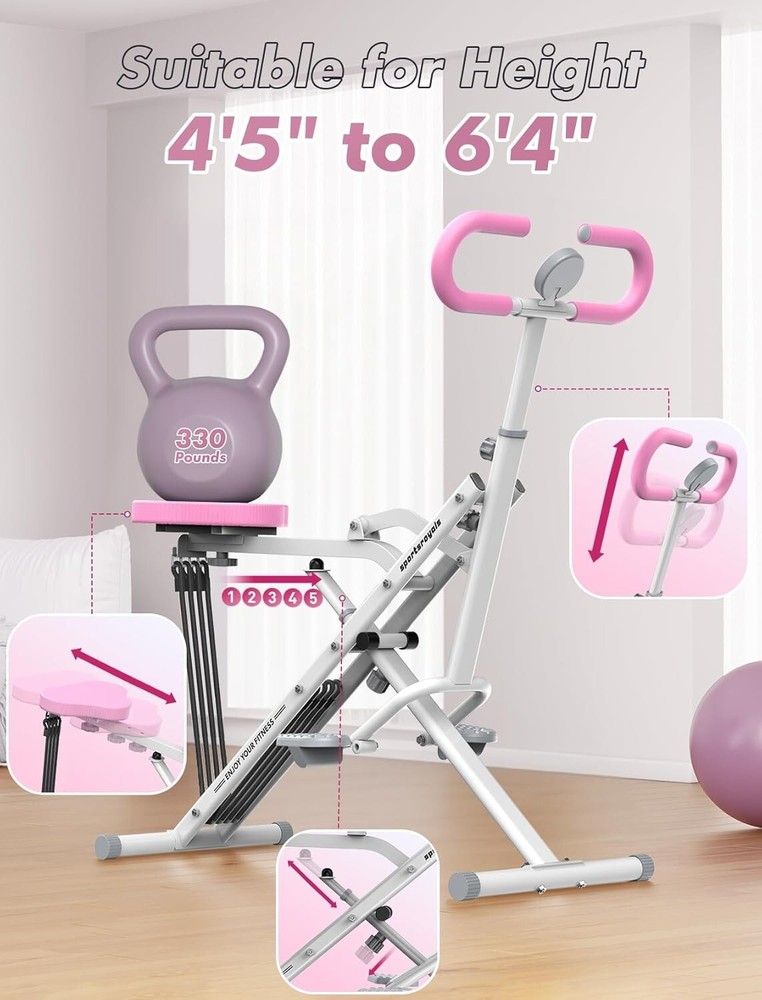 Space-Saving Home Squat Machine with 4 Resistance Bands - Easy & Effective