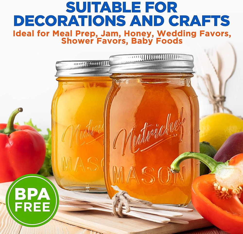 Nutrichef NCMSJ8 8 Pcs Mason Jars Set