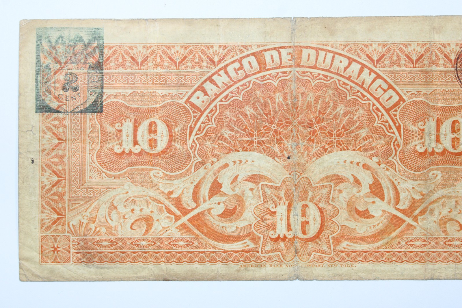 1913 Mexico / Durango 10 Pesos Series G Circulated Banknote # 0439
