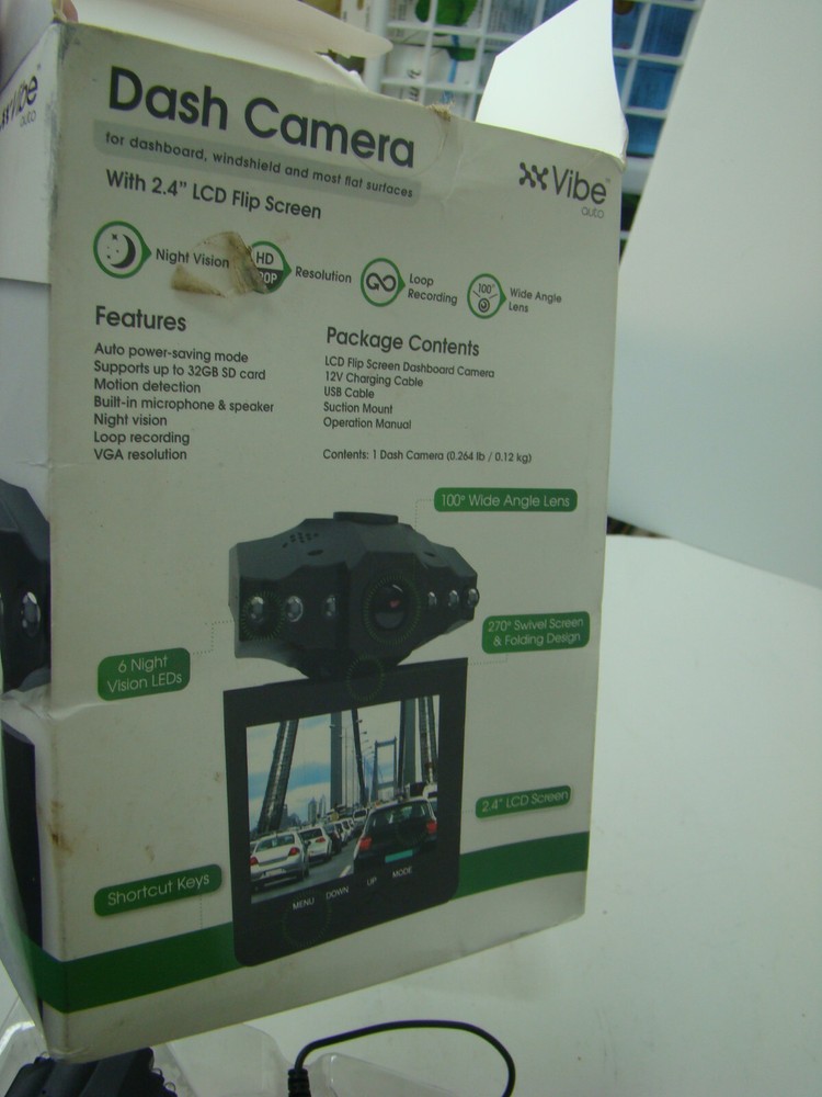 Vibe Auto Dash Camera 2.4” LCD Flip Screen Night Vision 720P Loop Recording