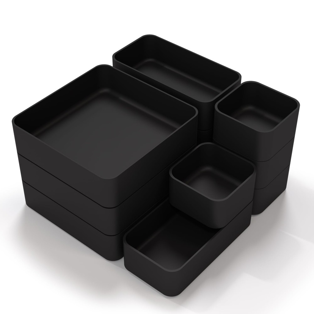 11-Piece Stackable Drawer Organizer Set, Multi-size Desk Drawer Organizer Tra...