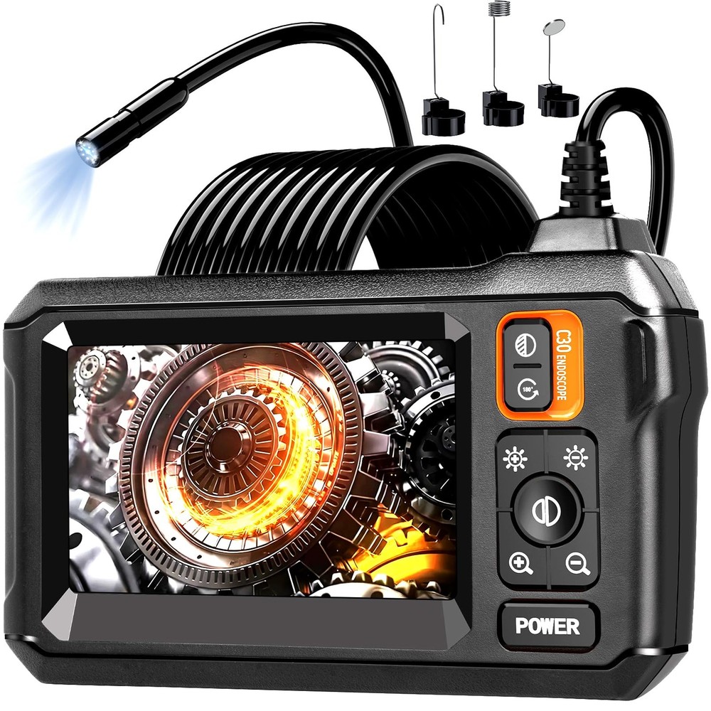 Endoscope Camera with Light, Borescope Camera with 4.3" IPS Screen, 1920P HD ...