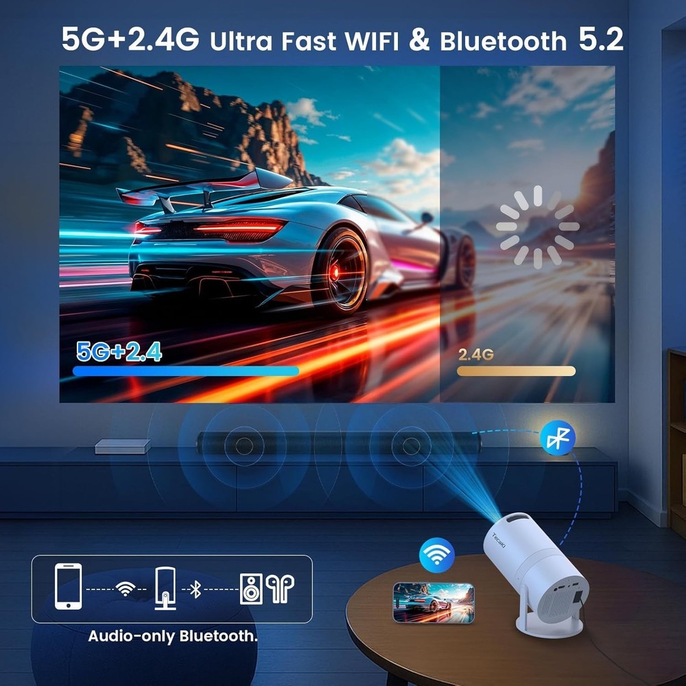 Smart Mini Projector with Auto Keystone & Multi-Device Compatibility - HD 1080P