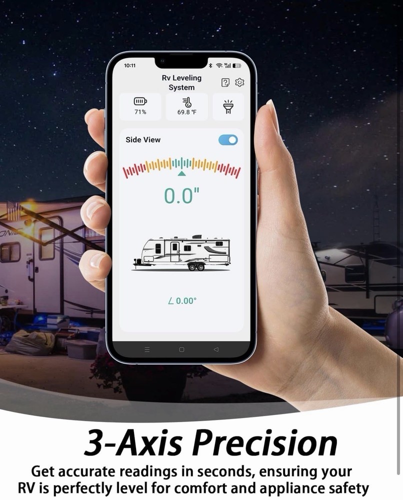Wireless RV Leveling System - User-Friendly Phone App With Real-Time Precise Lev