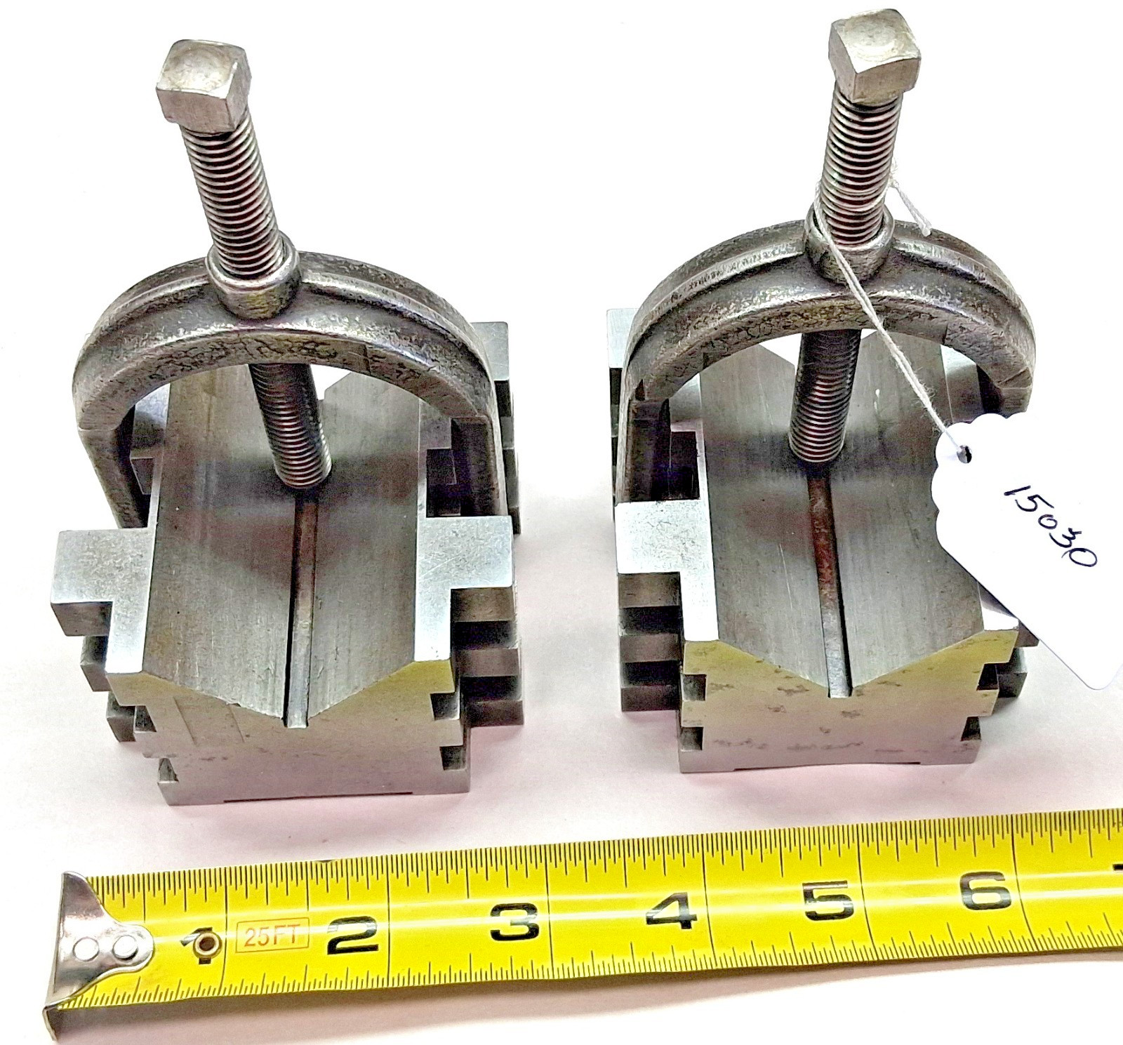 Machinists Set of (2) Brown & Sharpe No.750-B V Blocks w/ Clamps, USA