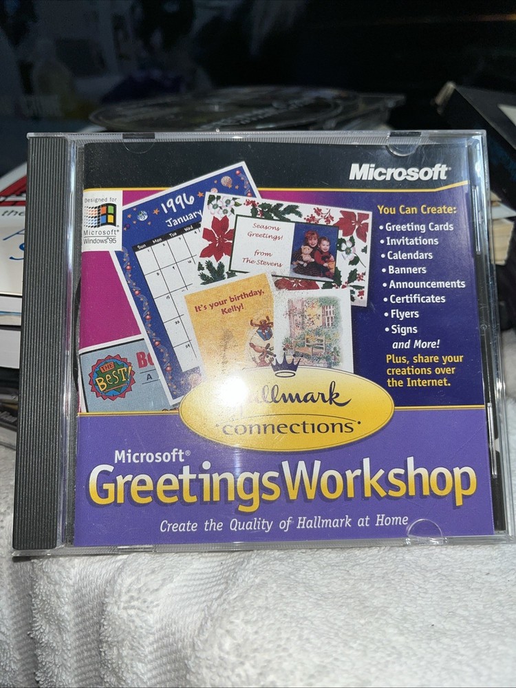 Microsoft Greetings Workshop (CD-ROM, 1996) Hallmark PC Software for Windows 95