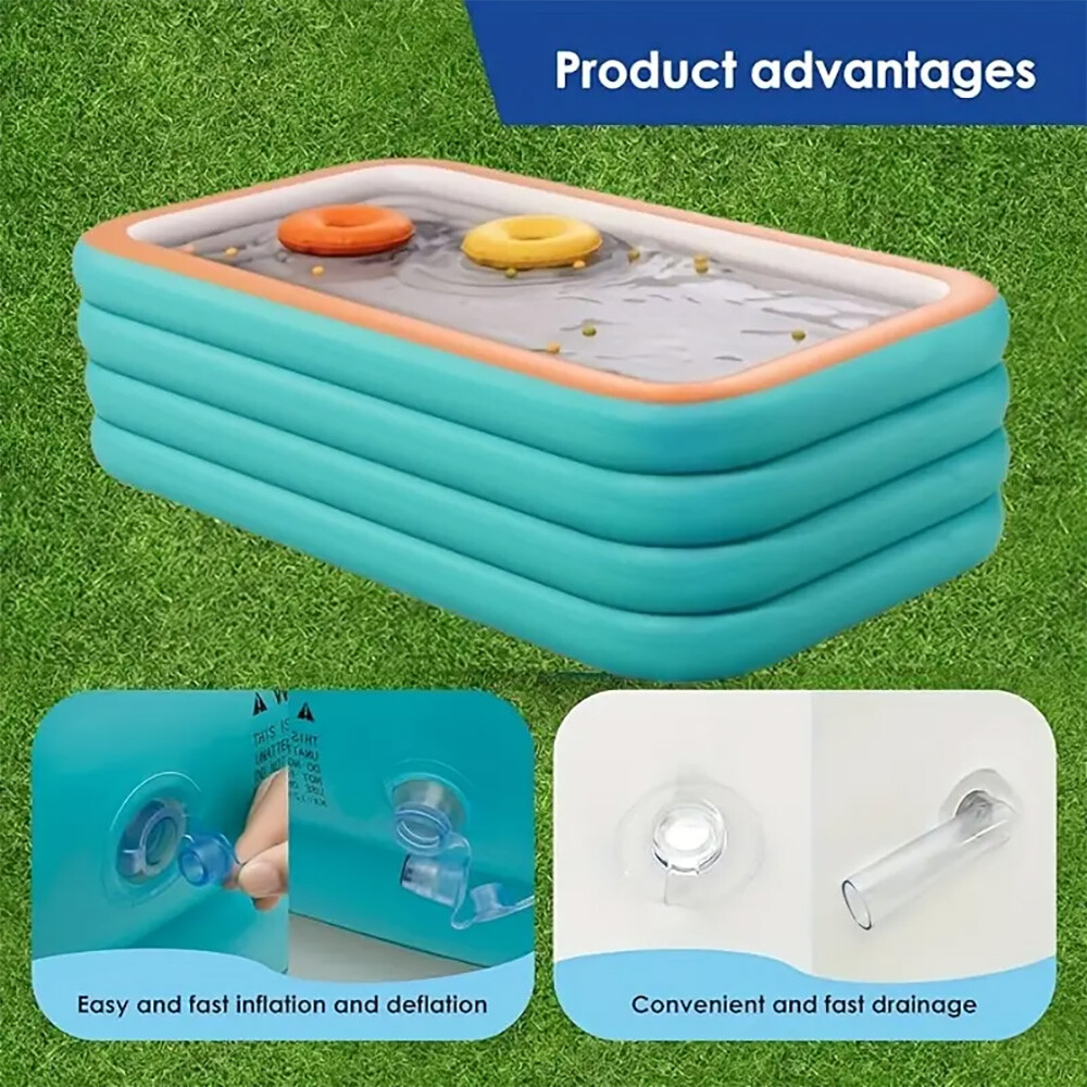 Family Inflatable Swimming Pool for Kids Adults Thickened Large 102" x 63" x 22"