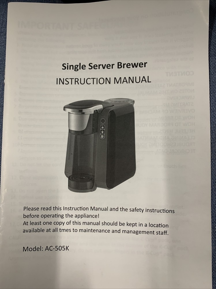 Impresso Single Server Brewer AC-505K