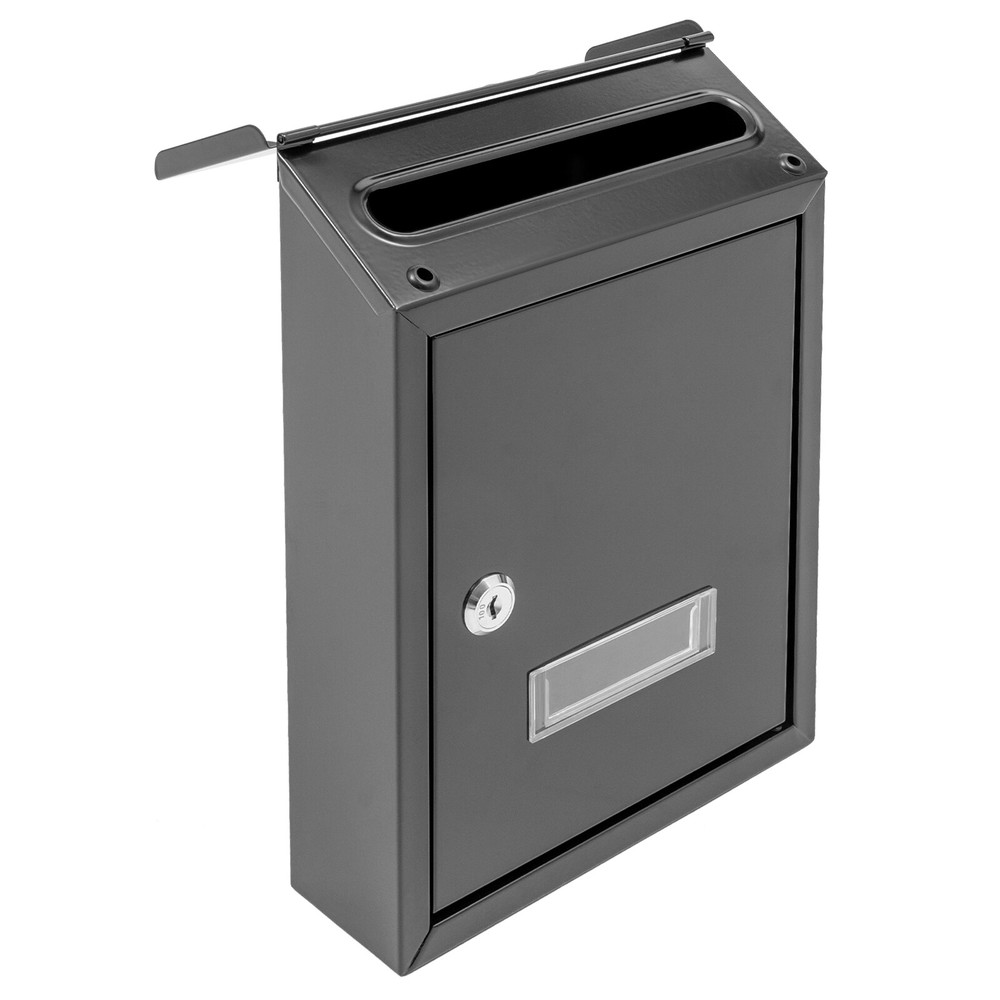 Wall Mount Rectangular Locking Mailbox W/ 2 Keys Black Residential Mail Box ﻿