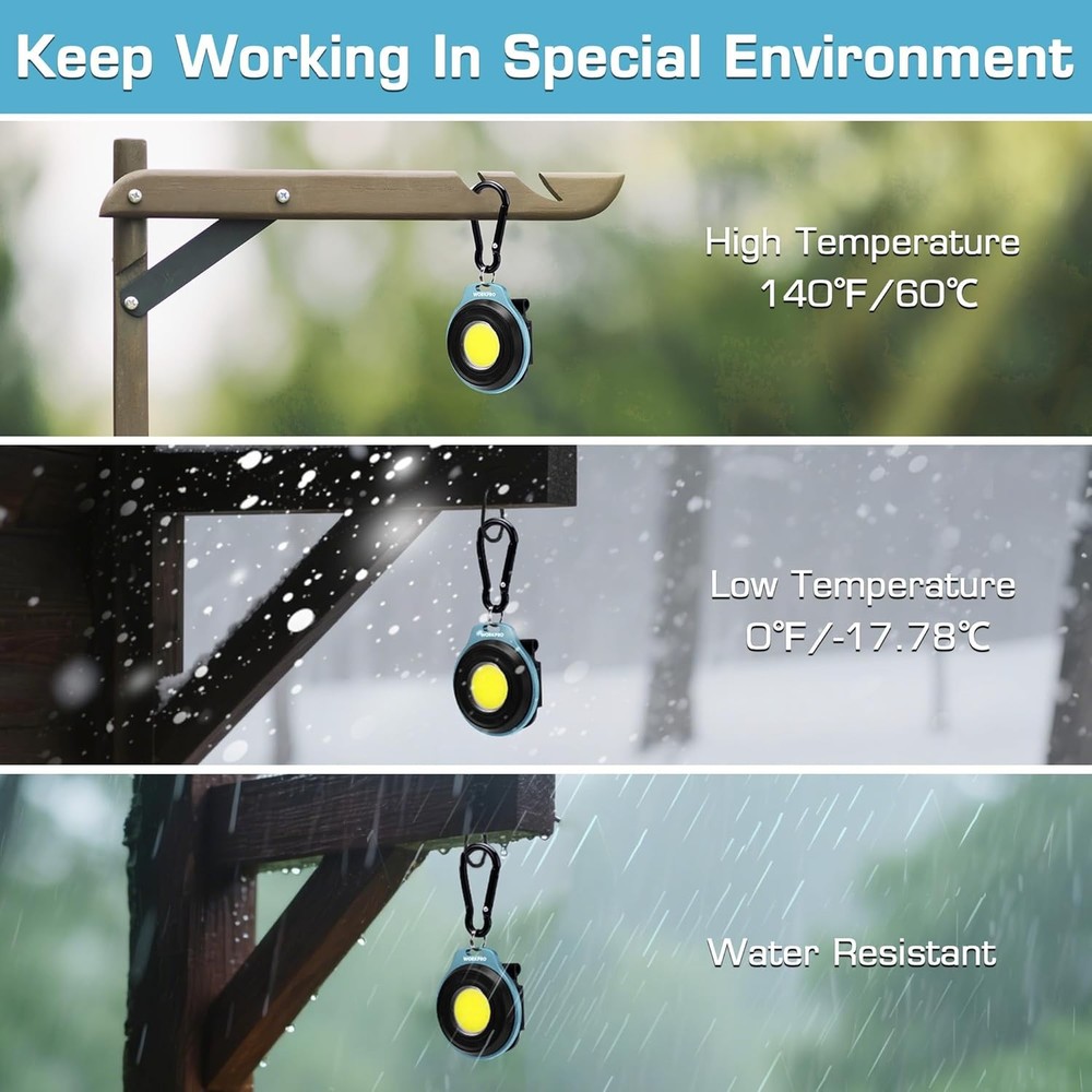 WORKPRO COB Keychain Light Rechargeable Magnetic Mini Flashlight with Hat Clip