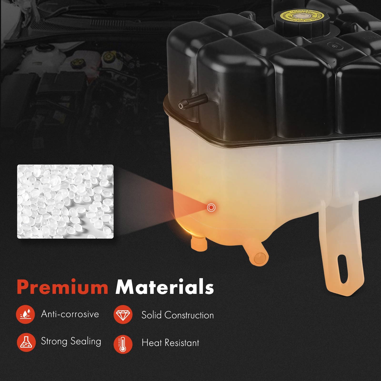 Front Coolant Reservoir w/ Cap & Sensor for Cadillac Seville 1998-2004 V8 4.6L