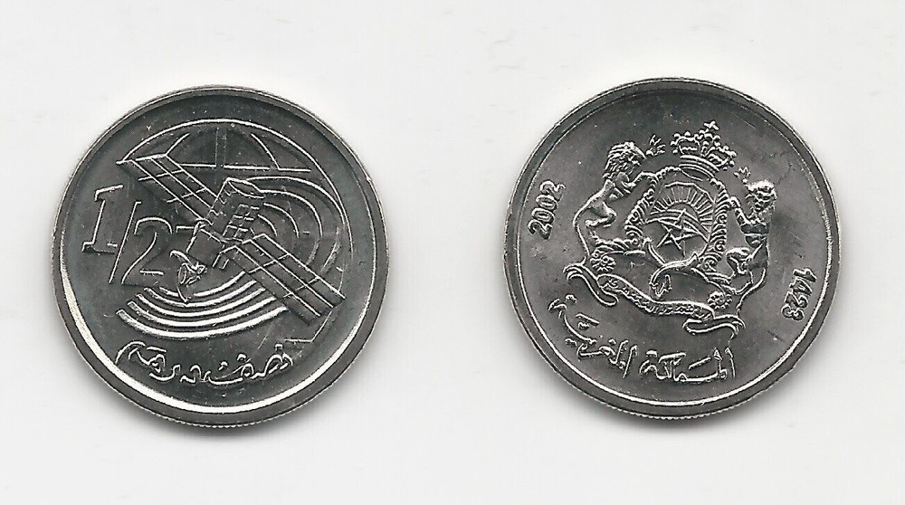Morocco Maroc, 1/2 Dirham  2002 KM Y 116 UNC