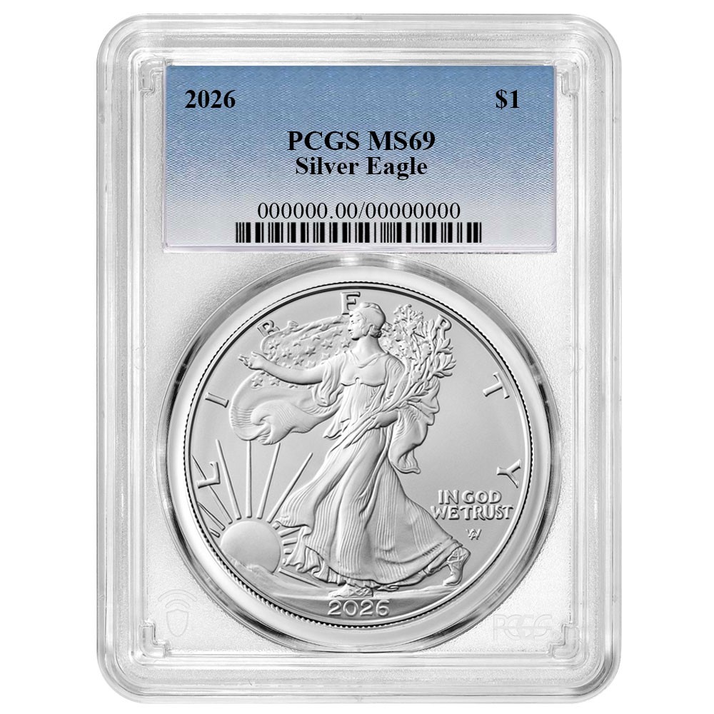 2026 $1 American Silver Eagle PCGS MS69 Blue Label