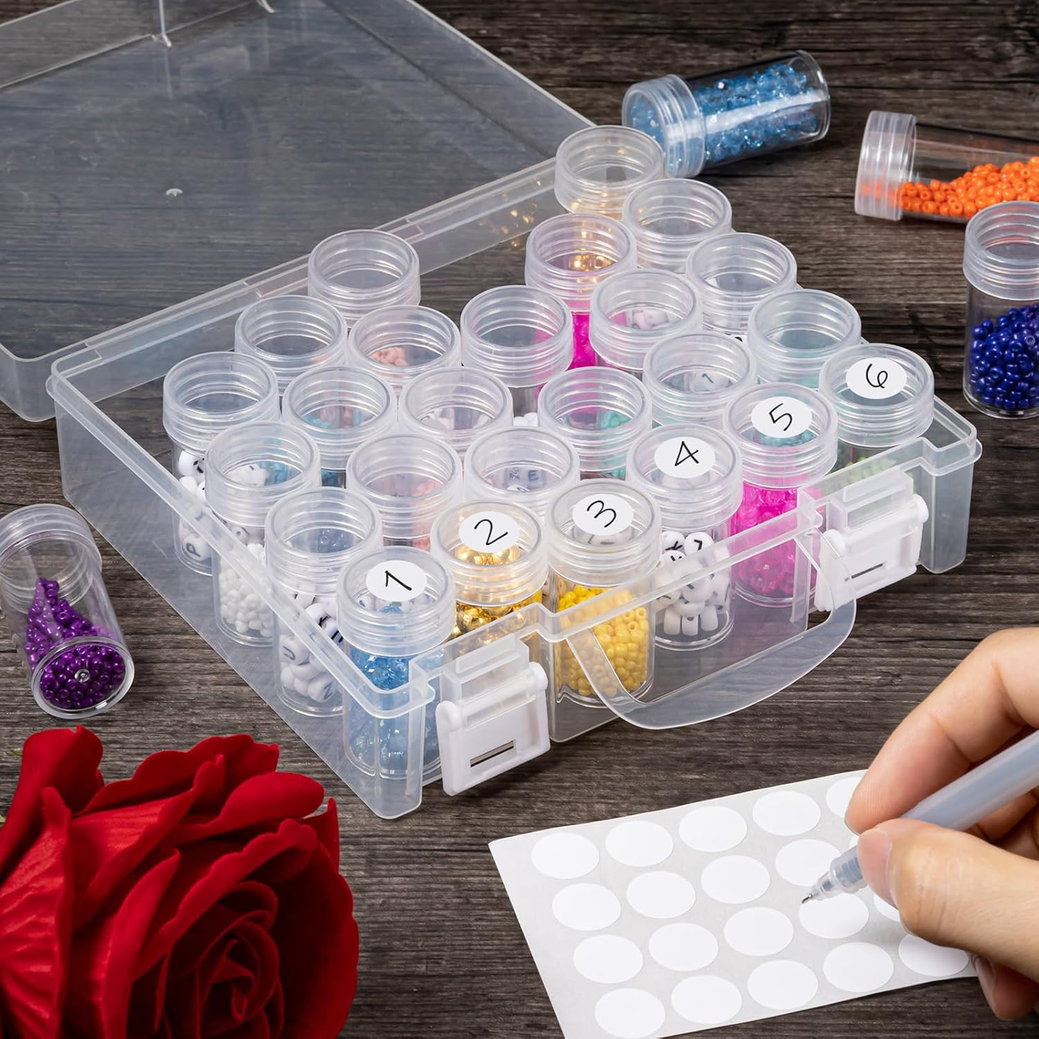 Bead Organizer, Bead Containers, 30 Grids Diamond Painting Storage Containers...