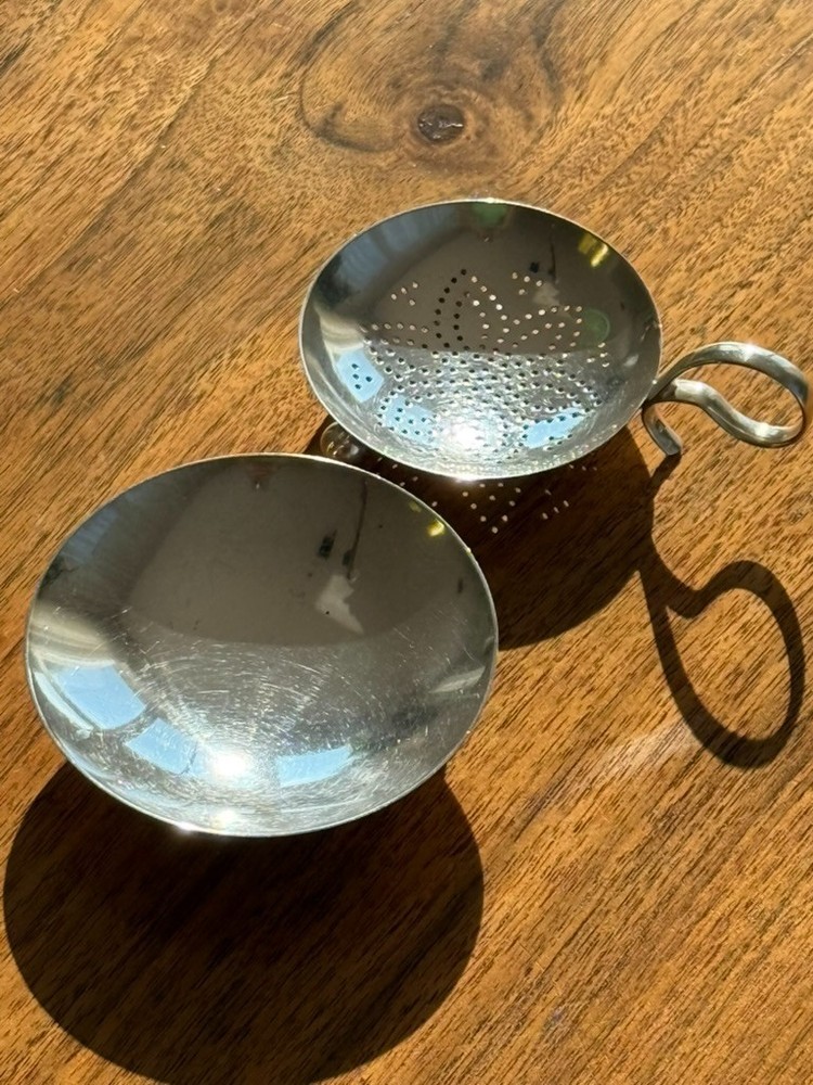 Vintage WMF Silver-Plated Tea Strainer with Drip Bowl – German Tableware