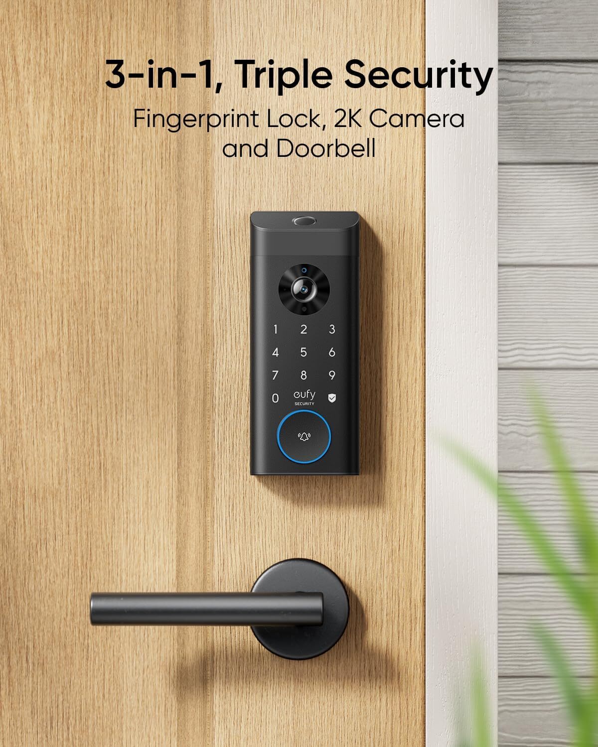 eufy Security Video Smart Lock E330 3-in-1 2K Camera Doorbell Fingerprint Lock