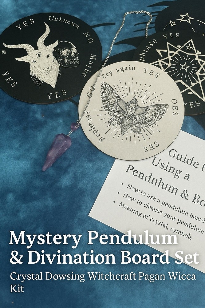 Crystal Pendulum & Board Divination Set – Real Stone, Unique, Gift, New