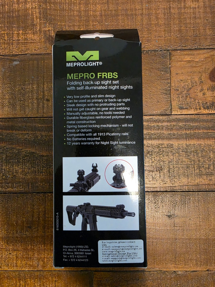 MEPRO FRBS Self-Illuminated Flip Backup Sights with Hyper-Bright Front Sight