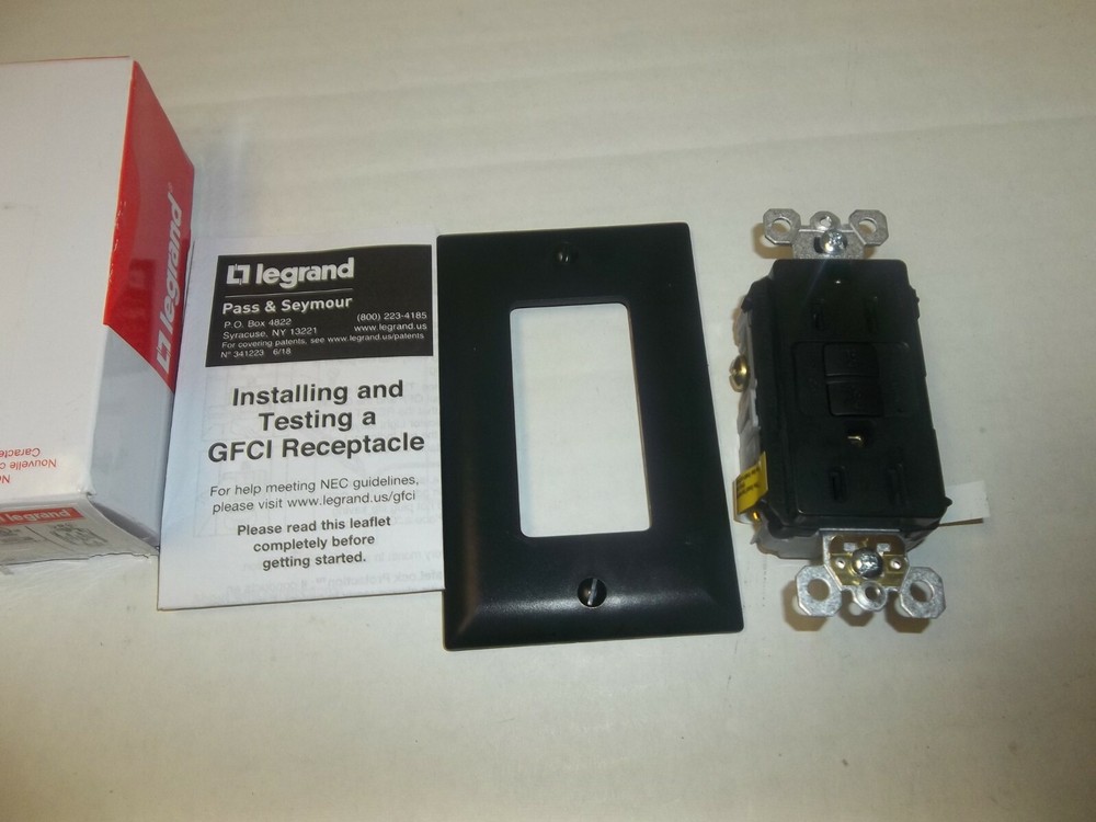 Legrand Pass Seymour Radiant 1597BK Self Testing BLACK GFCI