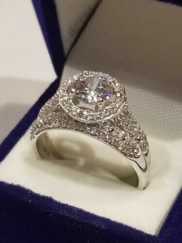 2.60 Ct Round Cut Lab-Created White Diamond Wedding Ring Set 925 Sterling Silver
