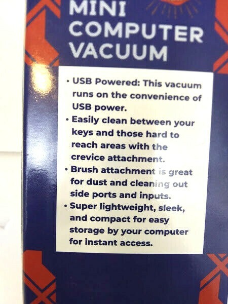 Mini Computer Vacuum The Original Workshop USB Enabled Brush Attachment