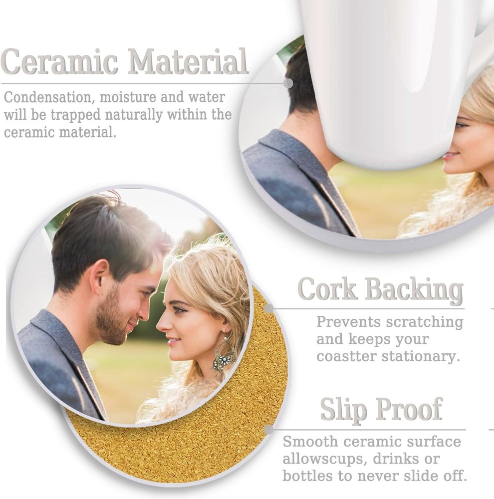 Custom Coasters for Drinks Personalized Ceramic Customize with Wedding Photos