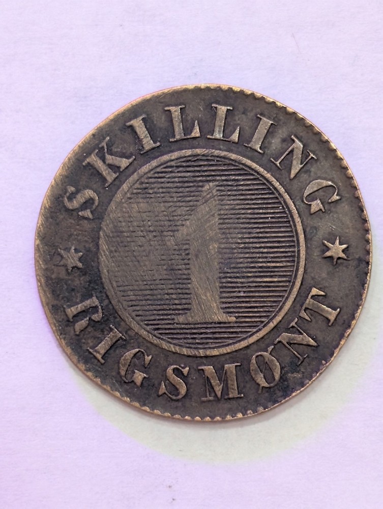 1860 Denmark Frederik VII Bronze 1 Skilling Rigsmont KM# 763