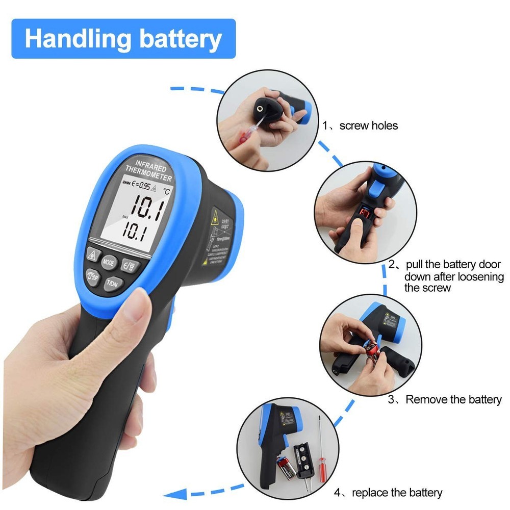 Versatile Laser Pyrometer -58℉ to 2732℉ Range with Carry Case for Professionals