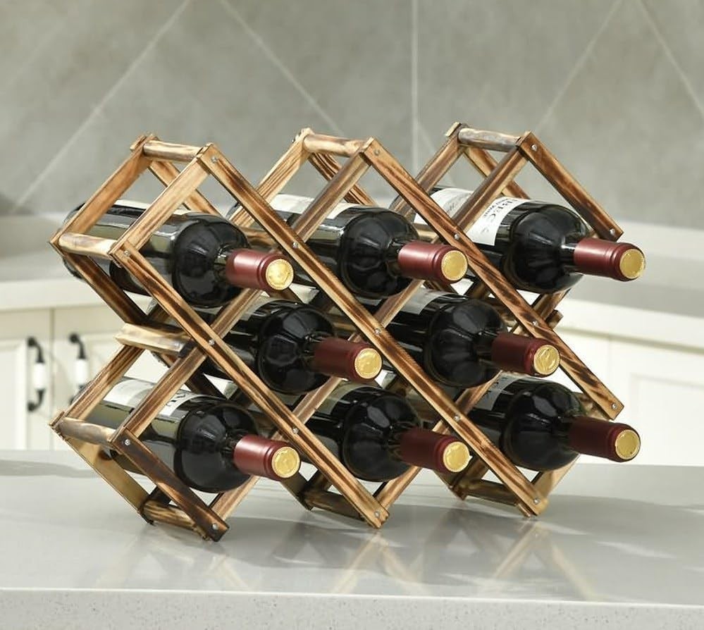 Freestanding Stackable Wine Rack Foldable for Countertop Scratch-Resistant