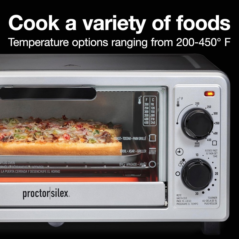 4 Slice Countertop Toaster Oven, Multi-Function with Bake, Toast and Broiler,...