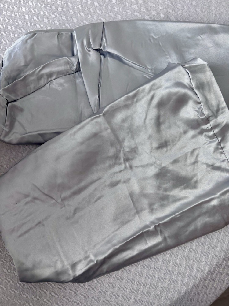 Silver Satin Pillowcase 9 x 14 in Rectangular Modern Solid Color