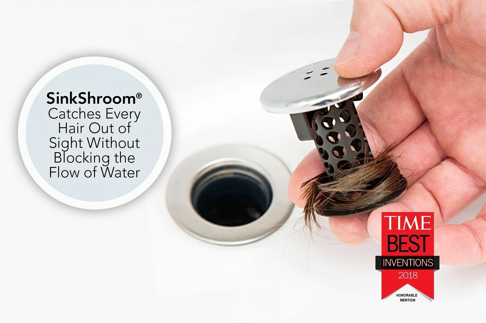 SinkShroom® Black Ultimate Hair Catcher Snare Strainer for Sink by TubShroom