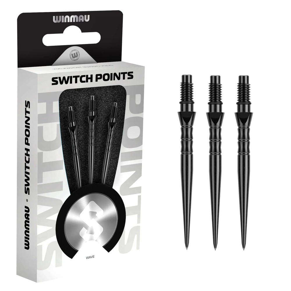 Winmau Switch Steel Tip Points - Wave Black 30mm