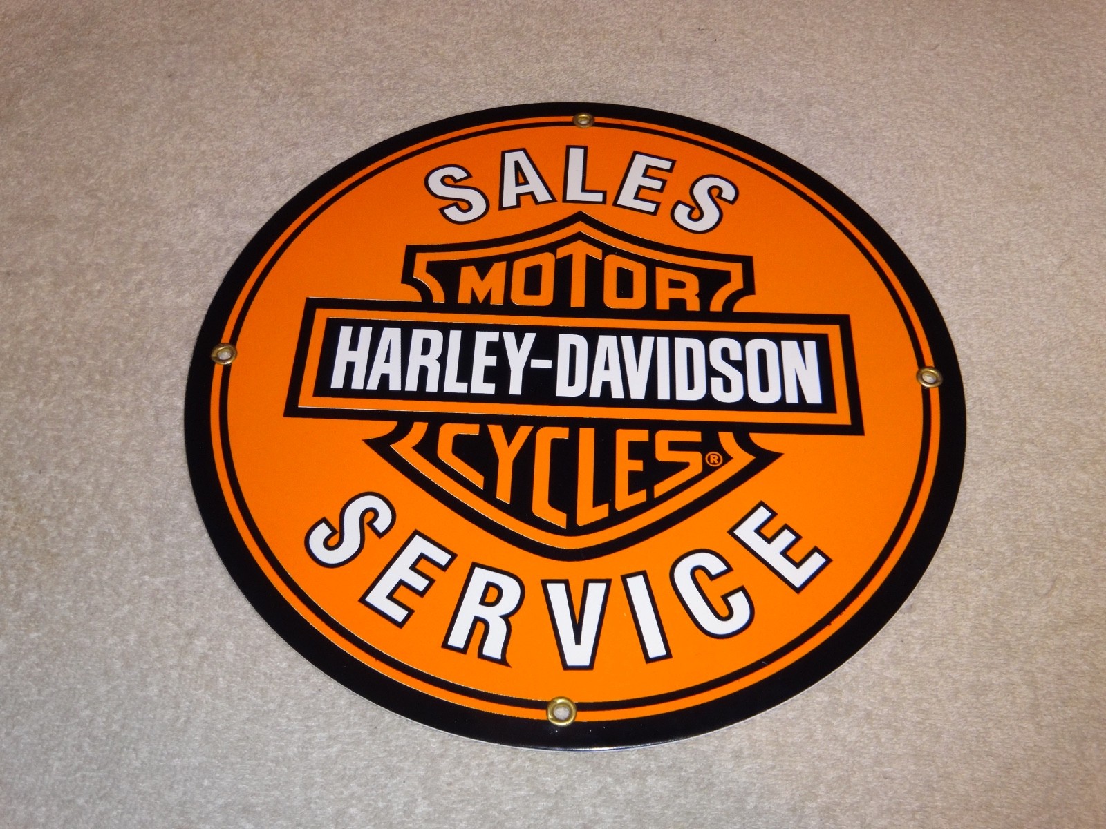 VINTAGE HARLEY DAVIDSON MOTORCYCLE SALES SERVICE DEALER PORCELAIN GASOLINE SIGN!