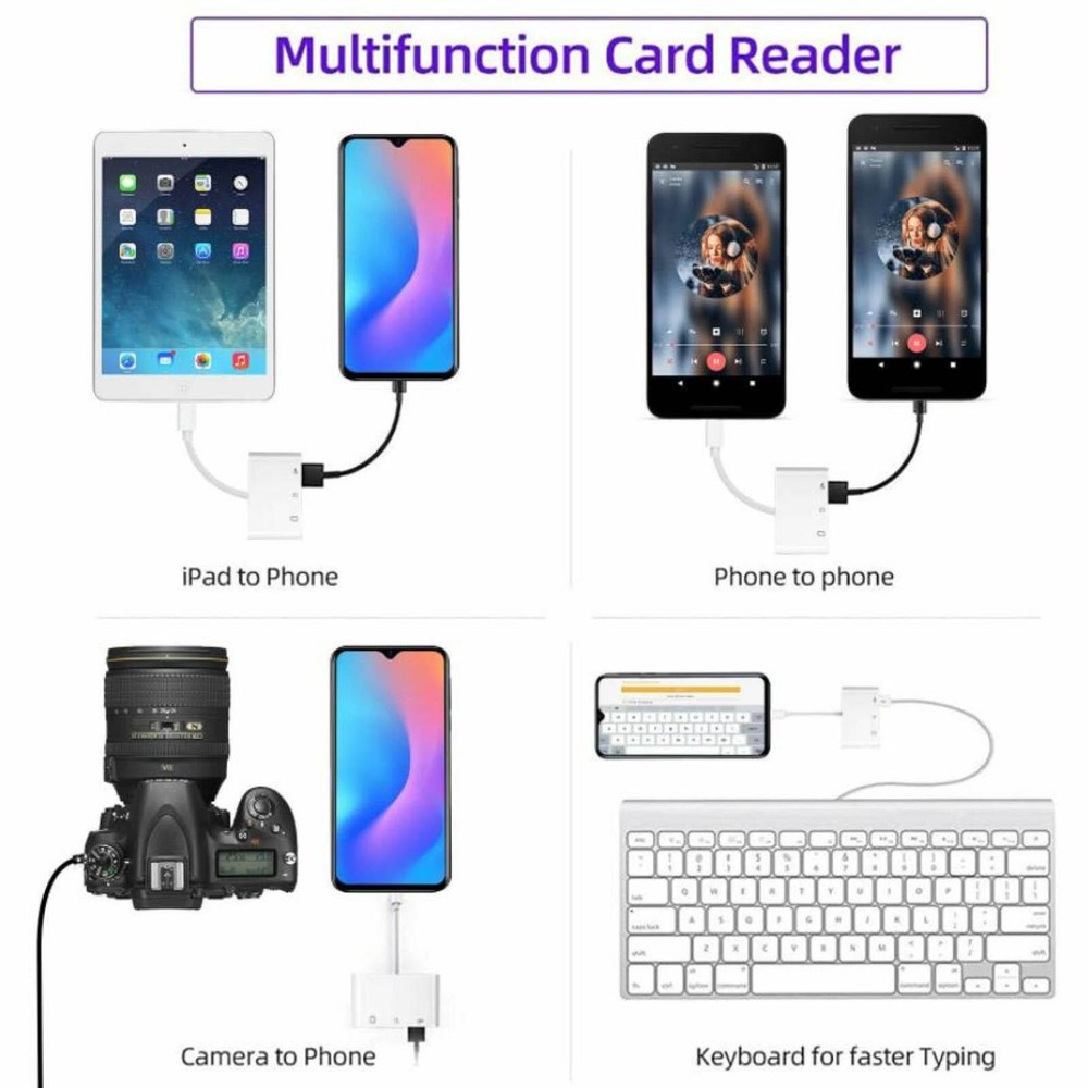 3-Port USB Type C to Card Reader Adapter SD Card Reader For MacBook Pro Laptop A