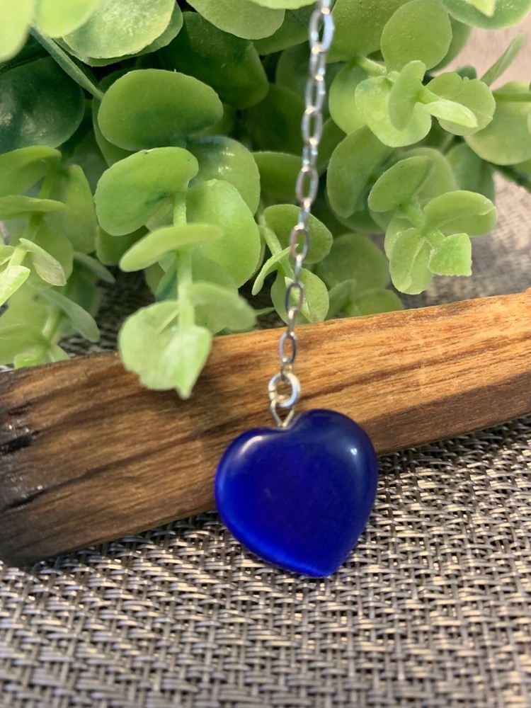 Shiny Blue Heart cat-eye Pendulum Dowsing, amplifying, restore focus & transform