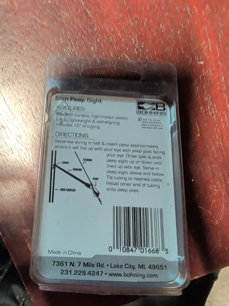 ♐ 3/16" Slim Peep Sight -Bohning - NEW 🎯 🏹