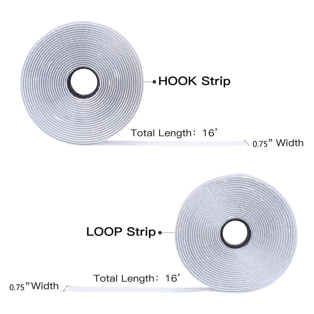 16 Feet Length 0.75 Inches Width Hook and Loop with Strong Self Adhesive Inte...