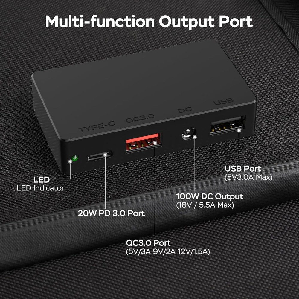 Advanced 100W Foldable Solar Panel - 18V DC Output, High Efficiency, Waterproof