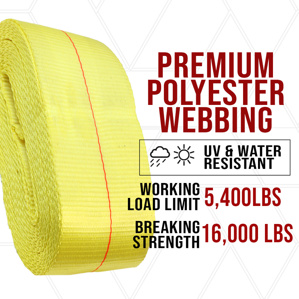 Ratchet Strap 4" x 30ft with Flat Hooks 16,000lbs